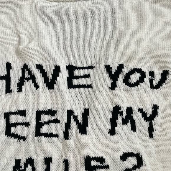 ZARA x Pepo Moreno White Cardigan Sz Medium “Have You Seen My Smile?” Distressed - Picture 12 of 12